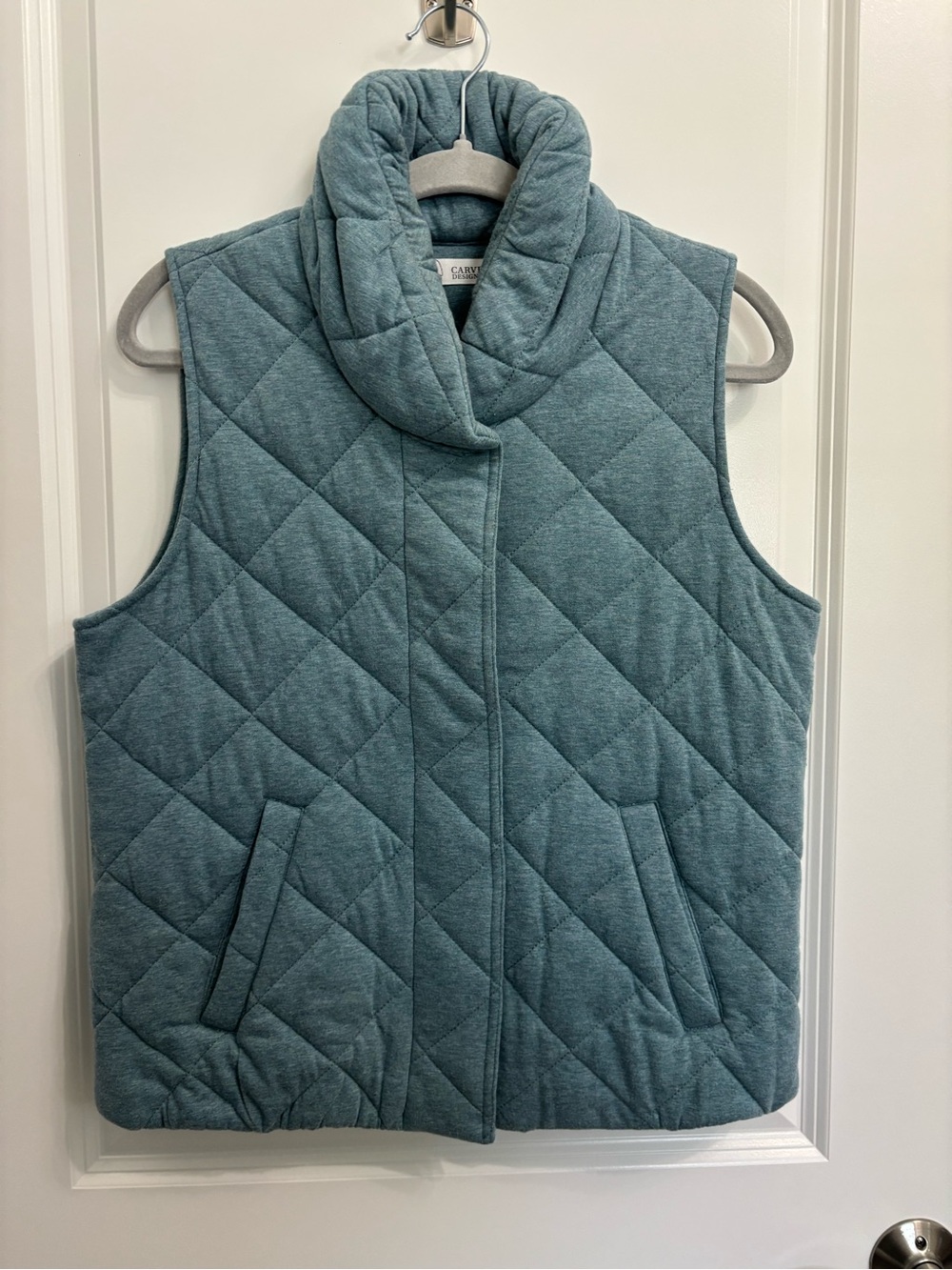 Carve Designs Quilted Vest in Dusty Teal